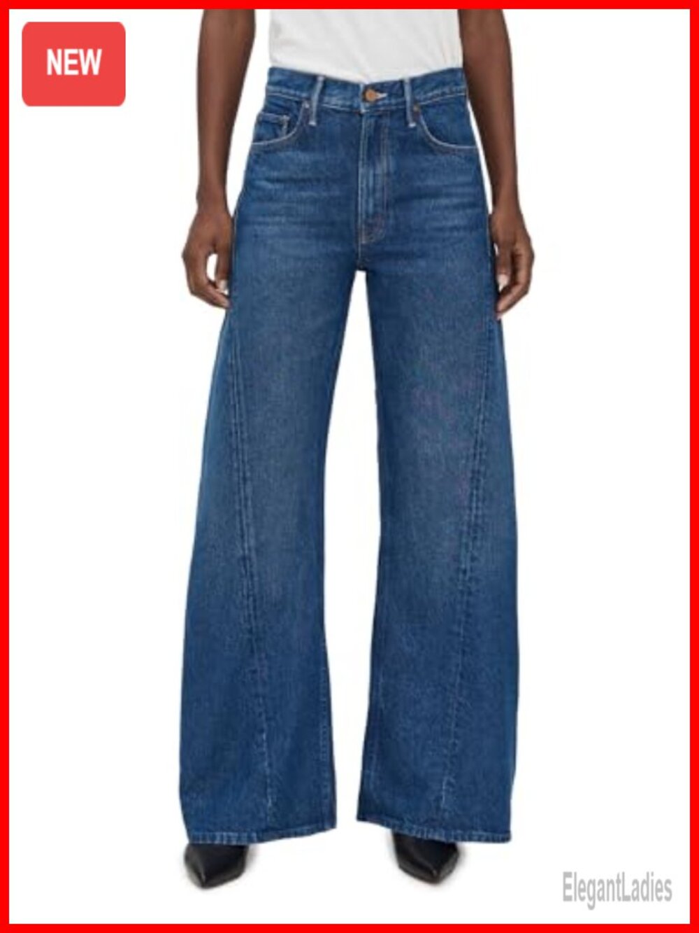 High Rise Wide Leg Jeans Mid Weight Non Stretch Denim Loose Fit